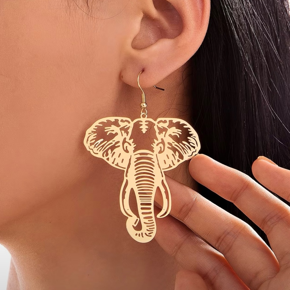 NEW Gold Tone Elephant Earrings Jewelry LaserCut University of Alabama Roll Tide